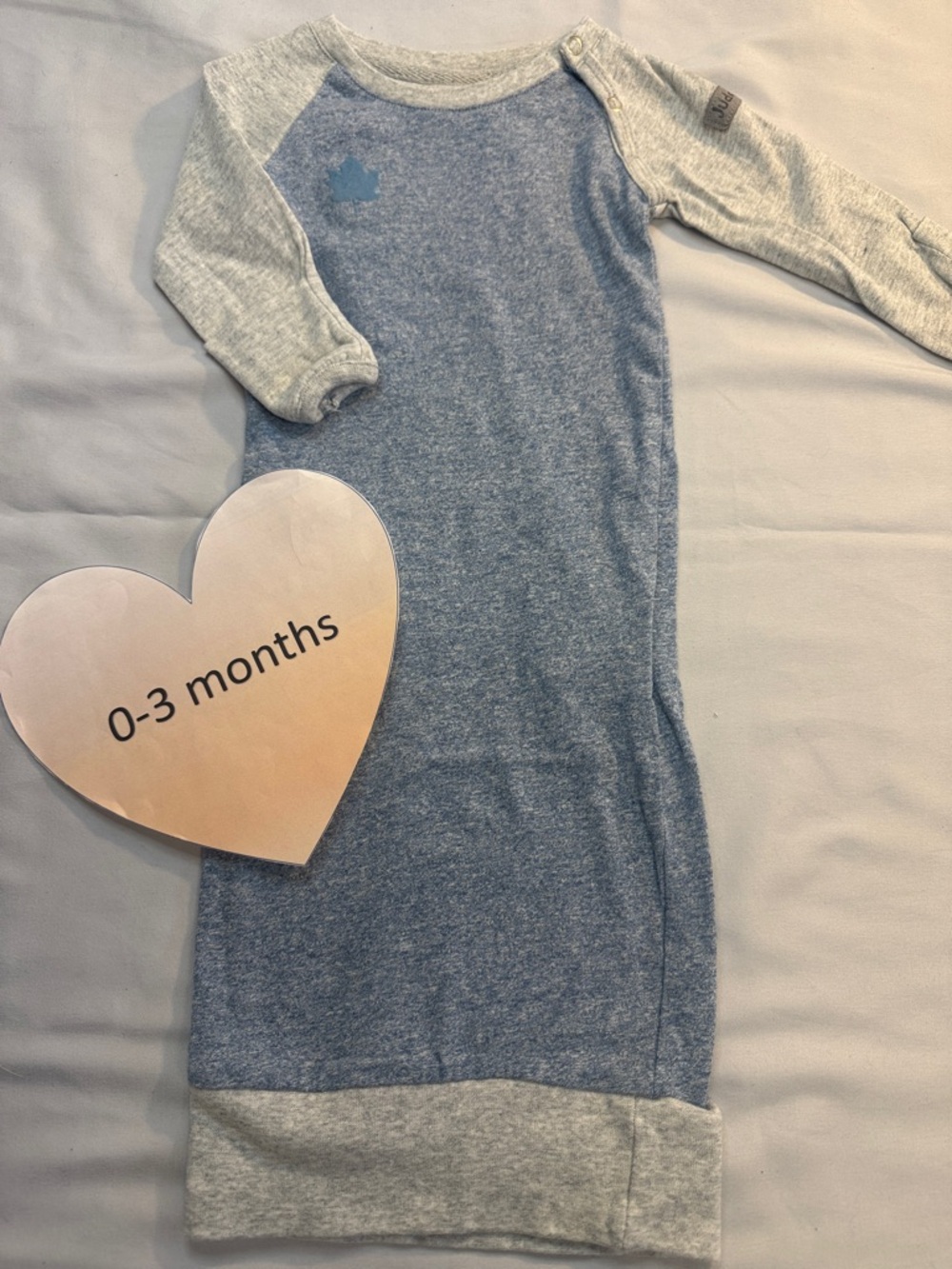 Juddlies-Blue and Gray Baby Gown. 0-3 months